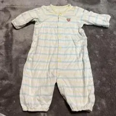 50〜60ストライプ クマ刺繍 ツーウェイ・ドレスオール