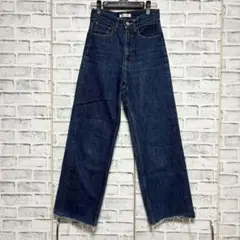 【美品】MOUSSYマウジー 23 ワイドデニム カジュアルコーデ フリンジ