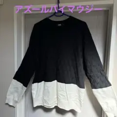 アズールバイマウジーメンズ ケーブルニット セーター L 黒/白