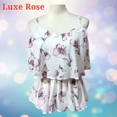 Luxe Rose オフショルダー風キャミソール ブラウス 白 パープル花柄 Mのサムネイル