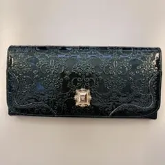【美品】ANNA SUIダークグリーン エンボス 長財布