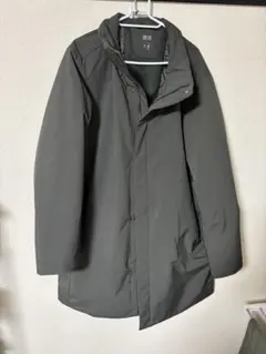 ダークグリーン フード付きロングコート