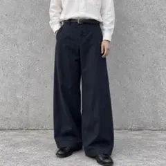 【極太】Vintage Wide Black Navy Slacks 90s