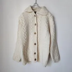 イギリス製 british isles ニット ケーブル編み ウール100%