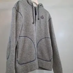 【美品】CHUMS チャムス ニットフリース フルジップパーカー グレー M