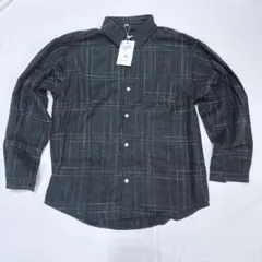 長袖 グレー チェックシャツ 綿 ワイシャツ 折襟 カジュアル メンズ シャツ