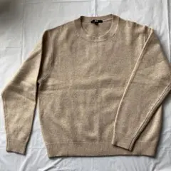 【美品】UNIQLO ユニクロ ウール100% クルーネックセーター ベージュL