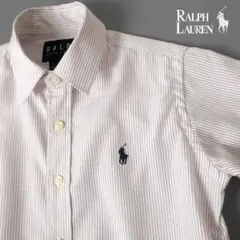 ラルフローレン　ヘアラインストライプシャツ ショート丈スリムフィット