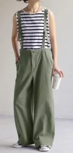 HUG.U サスペンダー付きルーズワイドパンツ