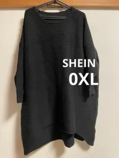 SHEIN黒リブニット0XL