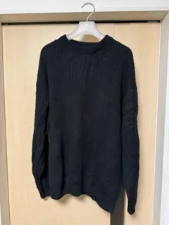 黒ニット ロングシャツ