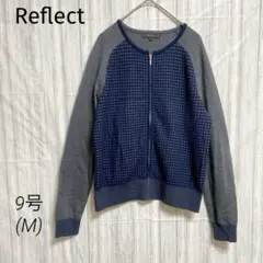 Reflect【9号(M)】カーディガン 長袖 羽織り ジップアップ ネイビー