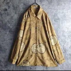 ヴィンテージ 総柄シャツ アート柄 ペイズリー ベージュ アンティーク モード