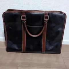 DEUX MONCX ビジネスバッグ 青-茶 レザー