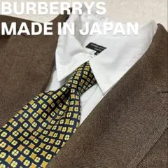 BURBERRYS 幾何学模様柄シルクネクタイ　イエロー　ネイビー　美品