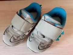 ASICS アシックス　ベージュ・青 スニーカー 恐竜デザイン