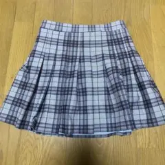 グレー ネイビー チェック プリーツスカート