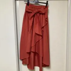 お値打ち品　オレンジ ラップスタイル フレアスカートのサムネイル