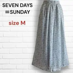 極美品☆セブンデイズサンデー スカンツ 総柄 小花柄 フレアパンツ シアー M
