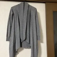 グレー ニット オープンフロントカーディガンのサムネイル