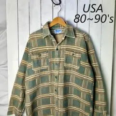 USA古着 80s90s 極厚手 チェック ヘビーネルシャツ L～XL フェード