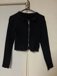 GRL ダメージ加工ダブルジップニットカーディガン