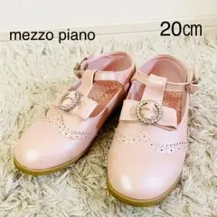 mezzo piano フォーマルシューズ　20㎝ 女の子 ピンク リボン
