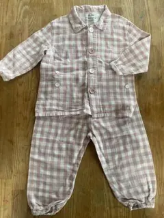 ピンクチェック柄パジャマ 90-100