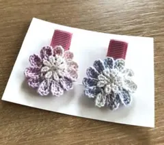 ハンドメイド☆淡くて綺麗なグラデーションカラーのお花モチーフベビーヘアクリップ