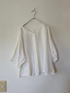 春スタディオクリップ五分袖❋刺繍リネン100%ブラウス