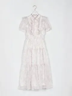 evelyn ラメフリル花柄　ワンピース　OP ピンク