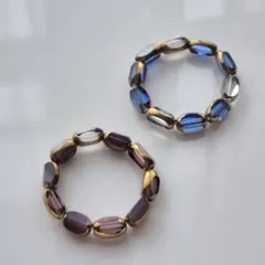 現品限り￤ハンドメイド 透かすときらめく宝石みたいなビーズリング 2点セット