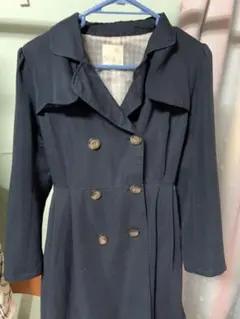 earth music＆ecology 紺膝丈トレンチコート　M 秋春　薄手