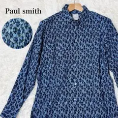 Paul smith 花柄 総柄 派手 おしゃれ 長袖シャツ ブルー XL