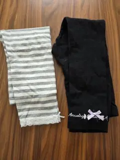 キッズ☆レギンスセット 130cm ストライプ・黒