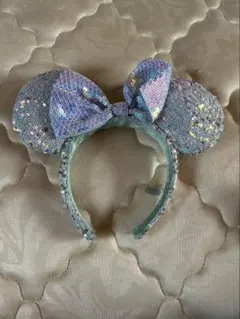 ミッキー型カチューシャ 水色 スパンコール