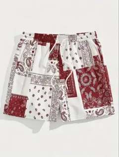 【新品】ペイズリー柄ハーフパンツ　ショートパンツ　筋トレ　スポーツ　Lサイズ