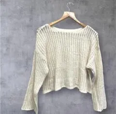 【美品】mysty woman 透かし編みニット 2way ショート丈のサムネイル