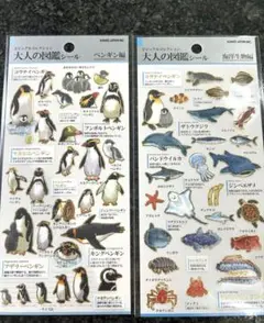 大人の図鑑シール　ペンギン編　海洋生物編　カミオジャパン