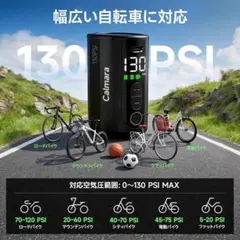 軽量 電動空気入れ 130 PSI 自転車 仏式/米式対応 ミニ 空気入れ