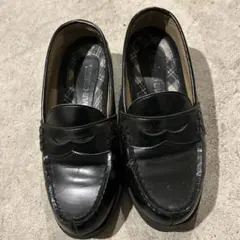 黒 レザー ローファー スリッポン