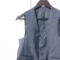 美品　スーツベスト　AWベスト　ストライプ織柄　ウール　毛100 グレー　S