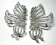 蝶の形のクリスタル装飾ヘアアクセサリー（ヘアクリップ/ヘアコーム）2個セット