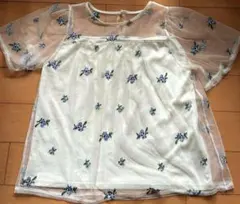 アースミュージック＆エコロジー　フラワー刺繍 半袖トップス　レース