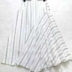 カオス シビルストライプ アシメ ロングフレアスカート 36 コットン100%のサムネイル
