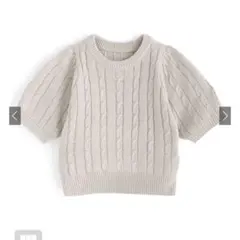 grl ケーブル編みニットパフスリーブトップス