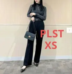 美品 PLST プラステ トリアセブレンドストレートパンツ XS 黒 ブラック