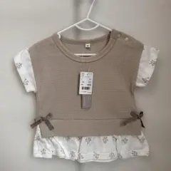 フラワープリント重ね着風ベビーＴシャツ