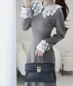 상태좋음 mily bilet パール使いレースカラーニット 원피스
