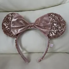 ミッキー耳カチューシャ ローズゴールド スパンコール